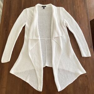 Eileen Fisher 100%Organic Linen White Open Waterfall Cardigan White Small Petite